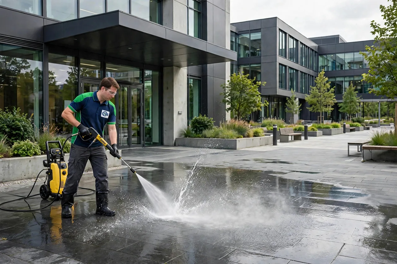 Pressure washers operated by a CHS uniformed cleaner