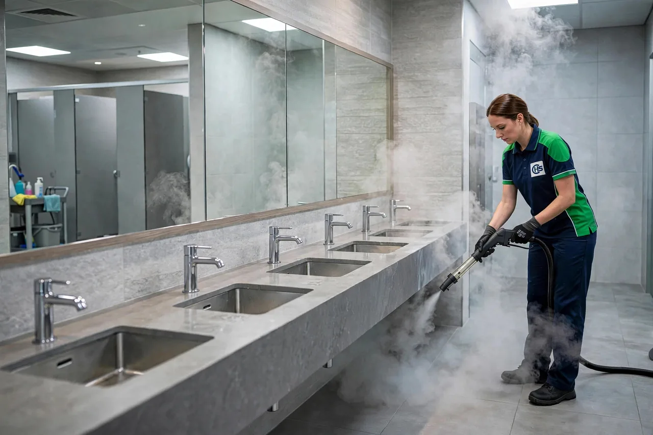 Steam cleaning machines operated by a CHS uniformed cleaner